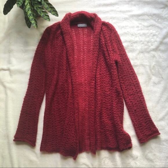Wooden Ships Red Open Front Cardigan Sweater - Picture 2 of 6